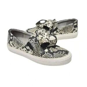 Nine  West ODIENELLA Leather Reptile Print Platform Shoes Black Size 8.5